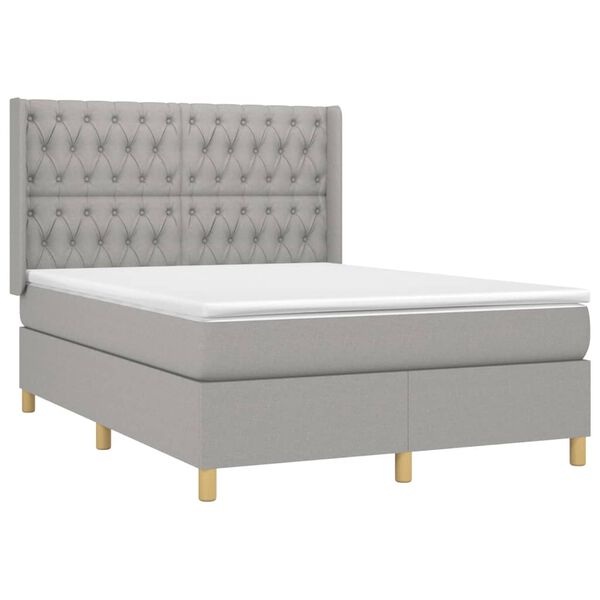 vidaXL Boxspring posteľ s matracom bledosiv&aacute; 140x200 cm l&aacute;tka