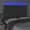 vidaXL Čelo postele s LED tmavosiv&eacute; 147x16x118/128 cm l&aacute;tka