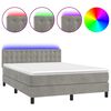 vidaXL Posteľ boxsping s matracom a LED bledosiv&aacute; 140x200 cm zamat