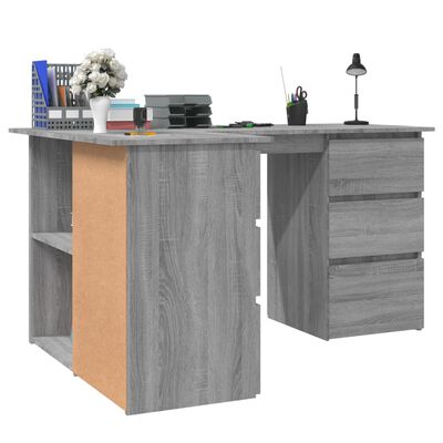 vidaXL Rohový stôl sivý dub sonoma 145x100x76 cm spracované drevo