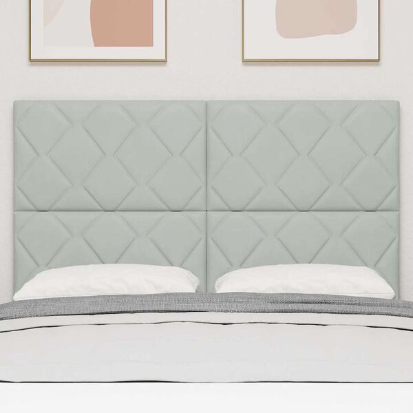 vidaXL LED hlavov&aacute; doska Svetlosiv&aacute; 144 cm Umel&aacute; koža