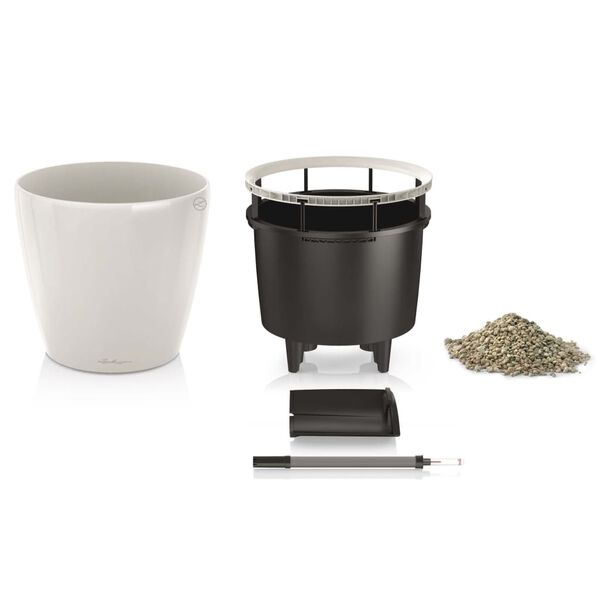 LECHUZA Kvetin&aacute;č CLASSICO LS 28 ALL-IN-ONE, vysok&yacute; lesk, biely 16040