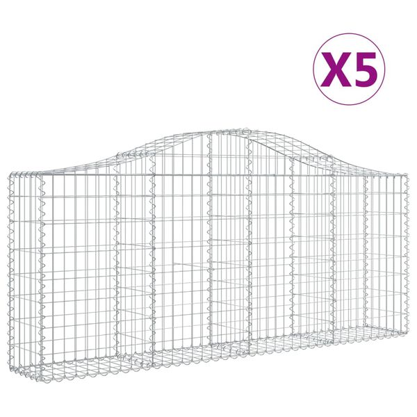 vidaXL Oblúkové gabionové koše 5 ks 200x30x80/100cm pozinkované železo