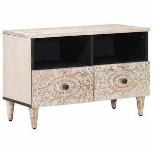 vidaXL TV skrinka Biela 70 x 33,5 x 46 cm Mas&iacute;vne mango drevo