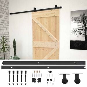vidaXL Posuvn&eacute; dvere 90 x 210 cm Borovicov&yacute; mas&iacute;v Pr&iacute;rodn&aacute; a čierna