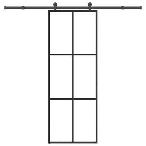 vidaXL Posuvn&eacute; dvere s kovan&iacute;m 76x205 cm ESG sklo a hlin&iacute;k