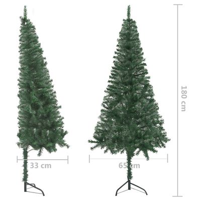 vidaXL Rohový umelý vianočný stromček s LED a guľami zelený 180 cm PVC
