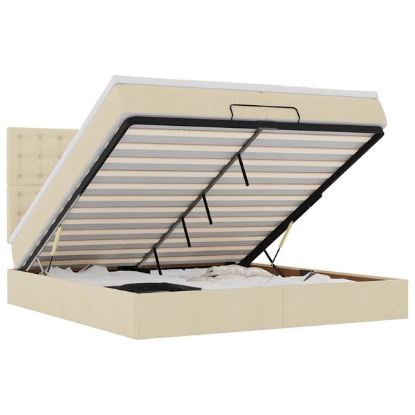 vidaXL Osmansk&yacute; r&aacute;m postele s matracmi kr&eacute;mov&aacute; 200x200 cm l&aacute;tka