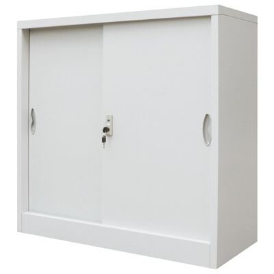 vidaXL Kancelárska skrinka s posuvnými dverami, kov 90x40x90 cm šedá