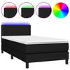 vidaXL Posteľ boxsping s matracom a LED čierna 80x200 cm l&aacute;tka