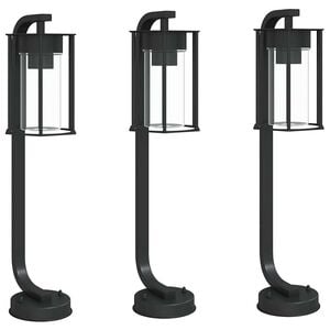 vidaXL Vonkaj&scaron;ie stojace lampy 3 ks čierne 60 cm nehrdzavej&uacute;ca oceľ