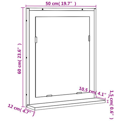 vidaXL Kúpeľňové zrkadlo s policou sonoma 50x12x60 cm kompozitné drevo
