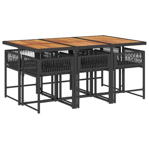 vidaXL 7-dielna z&aacute;hradn&aacute; jed&aacute;lensk&aacute; s&uacute;prava a vank&uacute;&scaron;e čierna polyratan