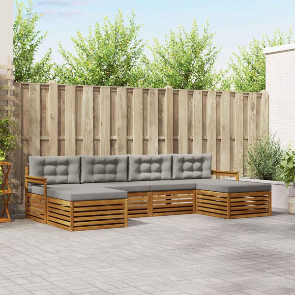 vidaXL S&uacute;pravy pohoviek s vank&uacute;&scaron;om 6 pcs Pr&iacute;rodn&aacute; a svetlosiv&aacute;