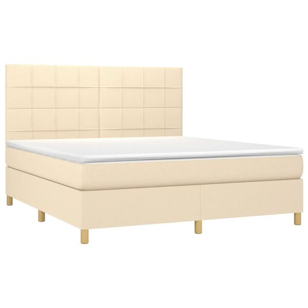 vidaXL Posteľn&yacute; r&aacute;m boxspring s matracom kr&eacute;mov&yacute; 160x200 cm l&aacute;tka