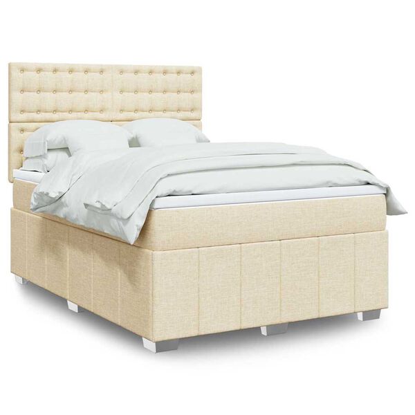 vidaXL Boxspring posteľ s matracom kr&eacute;mov&yacute; 140x190 cm l&aacute;tka