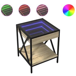 vidaXL Konferenčn&yacute; stol&iacute;k s nekonečn&yacute;mi LED dub sonoma 40x40x49 cm