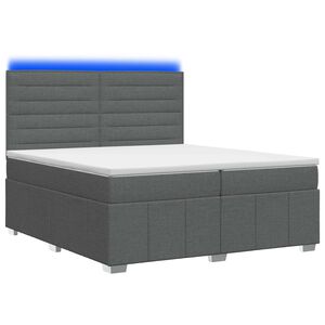 vidaXL LED boxspring posteľ s matracom Tmavosiv&aacute; 200 x 200 cm L&aacute;tka