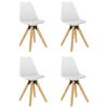 vidaXL Jedálenské stoličky 4 ks biele PP a masívne bukové drevo
