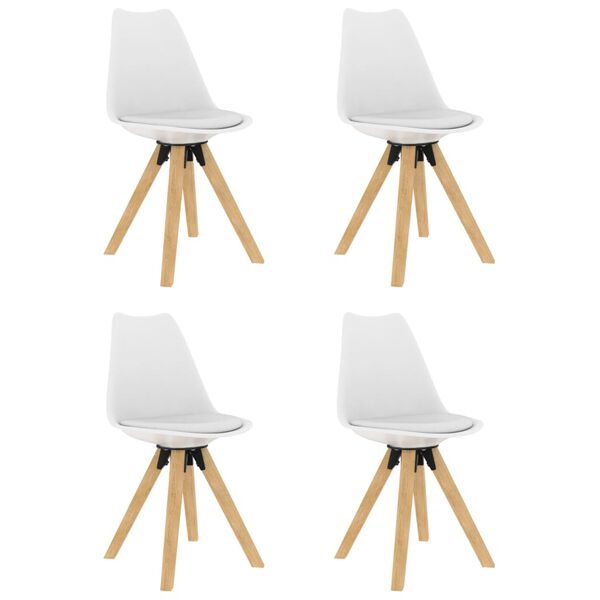 vidaXL Jedálenské stoličky 4 ks biele PP a masívne bukové drevo