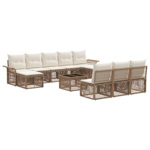 vidaXL S&uacute;prava z&aacute;hradn&yacute;ch pohoviek 11 pcs B&eacute;žov&aacute; polyratan