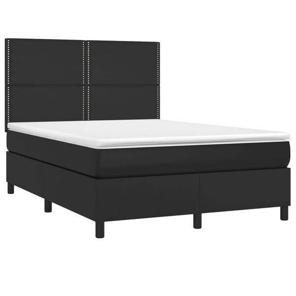 vidaXL Boxspring posteľ s matracom čierny 140x190 cm umel&aacute; koža