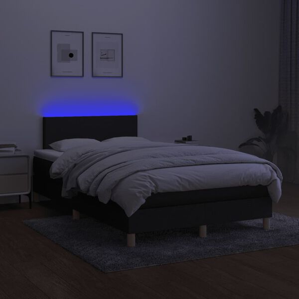 vidaXL Boxspring posteľ s matracom a LED, čierna 120x190 cm, l&aacute;tka