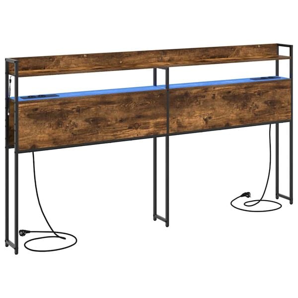 vidaXL &Uacute;ložn&eacute; čelo s poličkou Tmav&yacute; dub 180 cm Kompozitn&eacute; drevo