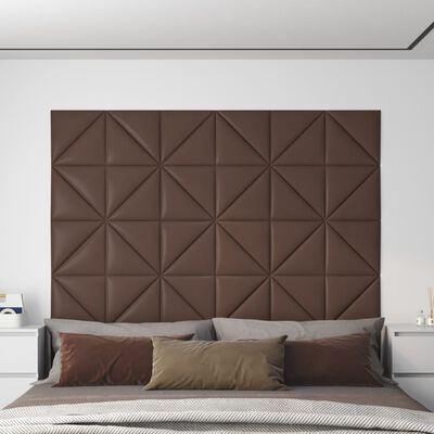 vidaXL Nástenné panely 12 ks hnedé 30x30 cm umelá koža 0,54 m²
