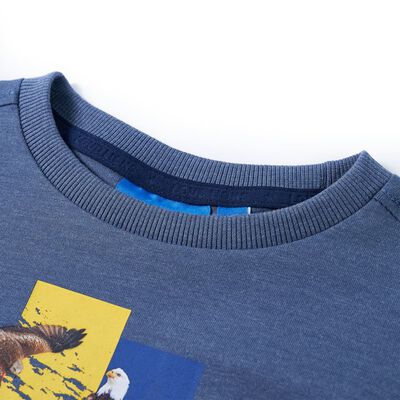 Detské tričko s dlhými rukávmi modré melanž 92