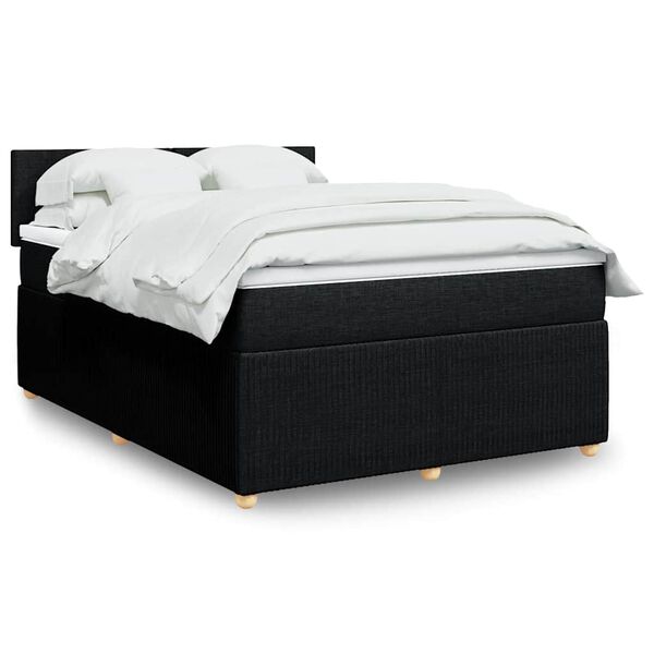 vidaXL Posteľn&yacute; r&aacute;m boxspring s matracom čierny 160x200 cm l&aacute;tka