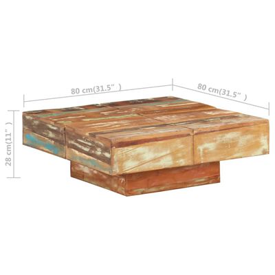 vidaXL Konferenčný stolík 80x80x28 cm masívne recyklované drevo