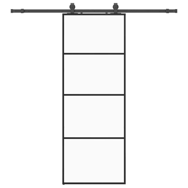 vidaXL Posuvné dvere s kovaním čierne 76x205 cm ESG sklo