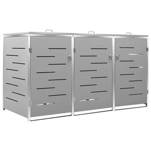 vidaXL Ohrada na 3 odpadkov&eacute; ko&scaron;e 207x77,5x115 cm nehrdzavej&uacute;ca oceľ