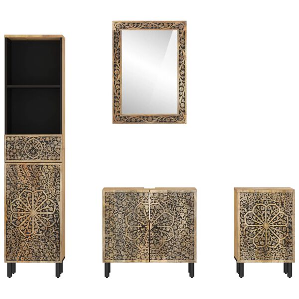 vidaXL 4-dielna s&uacute;prava k&uacute;peľňov&eacute;ho n&aacute;bytku mangovn&iacute;kov&eacute; drevo