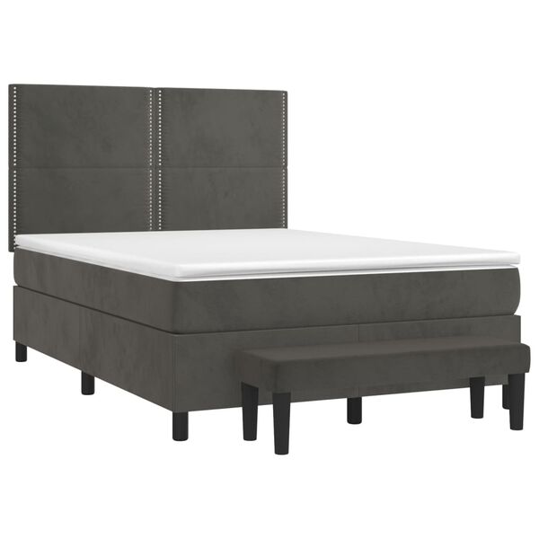 vidaXL Posteľn&yacute; r&aacute;m boxspring s matracom tmavosiv&yacute; 140x200 cm zamat