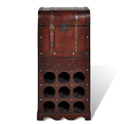 vidaXL Drevený stojan na víno na 9 fliaš s úložným priestorom