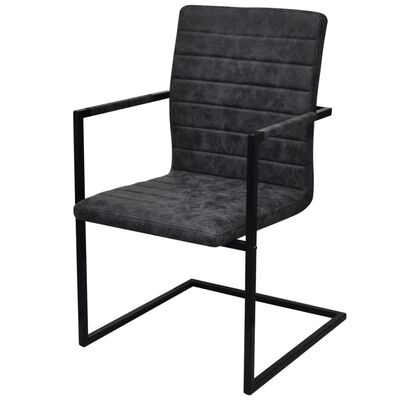 vidaXL Jedálenské stoličky, perová kostra 6 ks, čierne, umelá koža