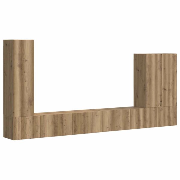 vidaXL Sada n&aacute;stenn&eacute;ho kabinetu na TV N&aacute;stenn&yacute; 6 pcs Remeseln&yacute; dub