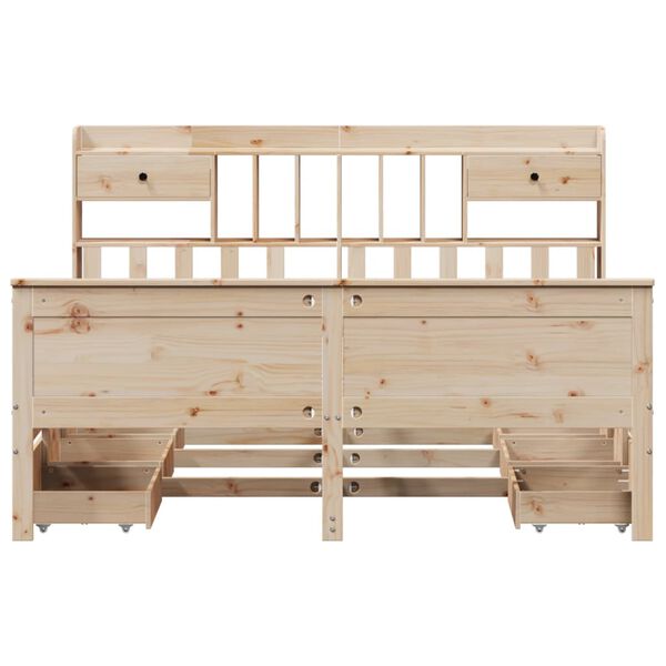 vidaXL Posteľ s knižnicou bez matraca vosková 160x200 cm borovica