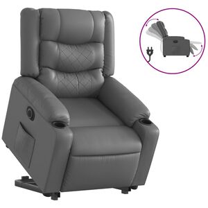 vidaXL Elektrick&eacute; zdv&iacute;hacie skl&aacute;pacie kreslo siv&eacute; umel&aacute; koža