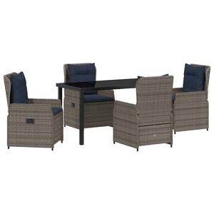 vidaXL Z&aacute;hradn&yacute; jed&aacute;lensk&yacute; set 5 pcs Siv&aacute; Poly ratan