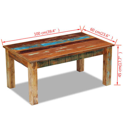 vidaXL Konferenčný stolík, recyklovaný masív 100x60x45 cm