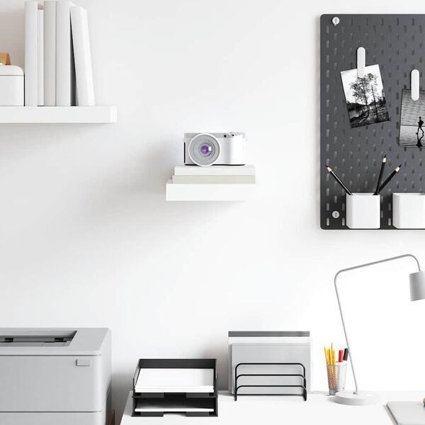 vidaXL Pl&aacute;vaj&uacute;ca n&aacute;stenn&aacute; polica, leskl&aacute; biela 23x23,5x3,8 cm, MDF