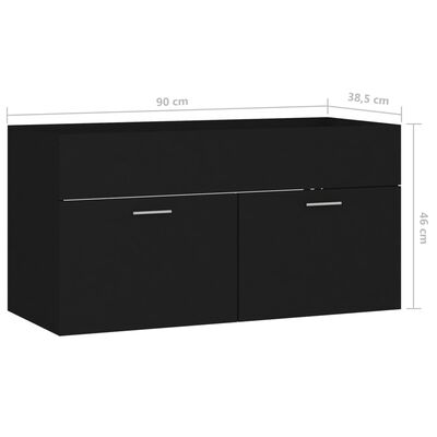 vidaXL Skrinka pod umývadlo, čierna 90x38,5x46 cm, kompozitné drevo