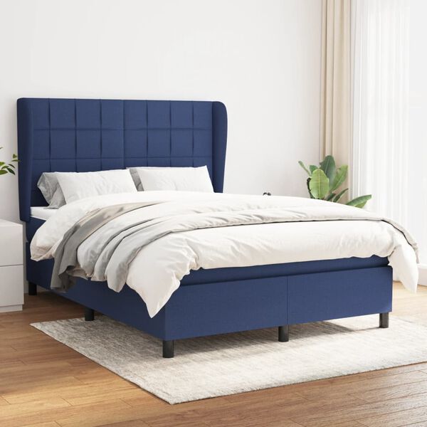 vidaXL Boxspring posteľ s matracom modr&yacute; 140x190 cm l&aacute;tka