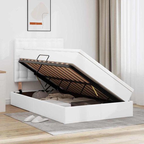 vidaXL Postel s &uacute;ložn&yacute;m prostorem a LED svetlom Biela 120 x 190 cm