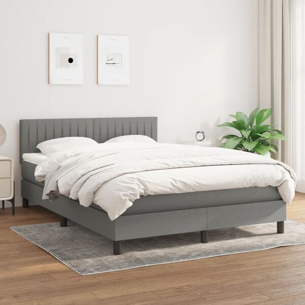 vidaXL Boxspring posteľ s matracom tmavosiv&aacute; 140x200 cm l&aacute;tka