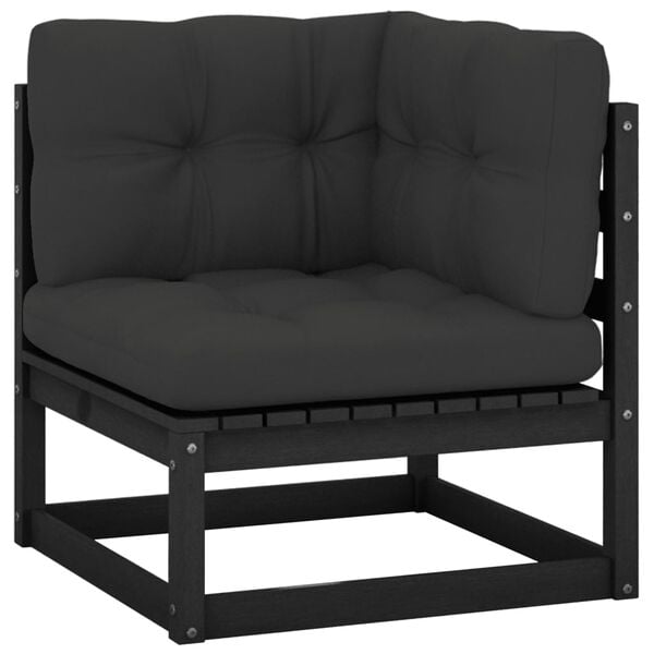 vidaXL Záhradná rohová pohovka, antracitové podložky, borovicový masív