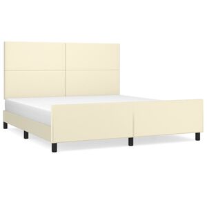 vidaXL Posteľn&yacute; r&aacute;m s čelom kr&eacute;mov&yacute; 160x200 cm umel&aacute; koža